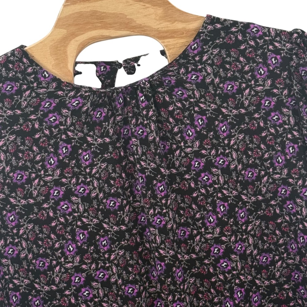 Lane Bryant Floral Print Blouse LS Elastic Hem Keyhole Neck Boho Chic Plus 22/24